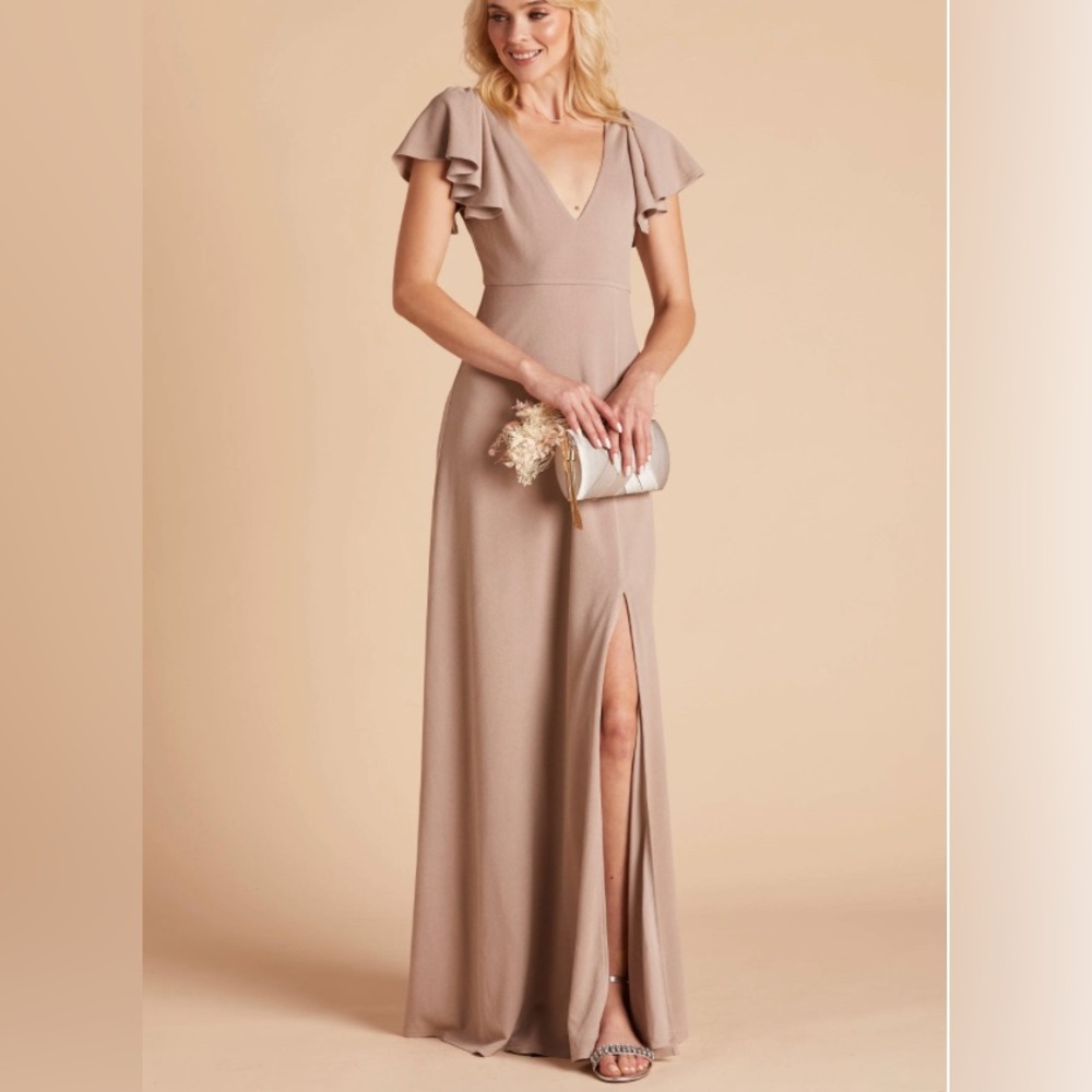 Birdy Grey Hannah Crepe Taupe Bridesmaids Dress